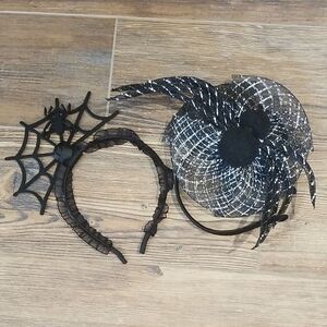 Gothic Spider Headband Fascinator Black White Costume Accessory Goth Party Ha